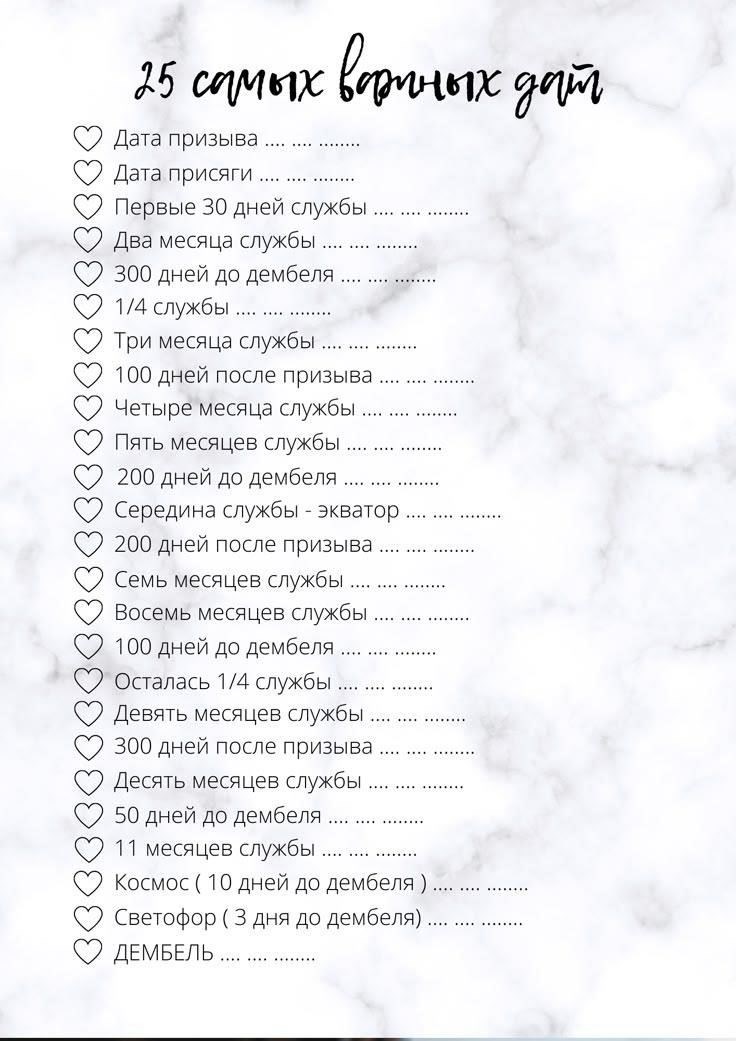 1. Даты службы
