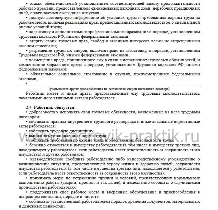 Образец трудового договора с условием об испытательном сроке