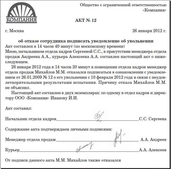 Сотрудник не прошел испытательный срок: Как подтвердить