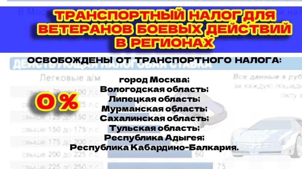 Расчет налога на транспортные средства для участников военных операций